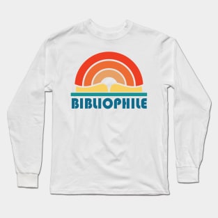 Bibliophile in retro teal, orange, red, and yellow - for book lovers and bookworms everywhere Long Sleeve T-Shirt